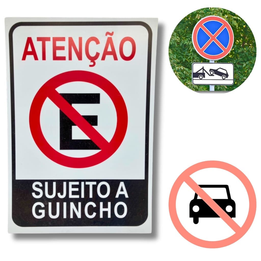 Placa Atenção Sujeito a Guincho 30x20cm PVC Resistente