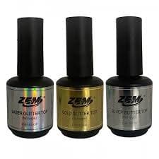 Top Coat Com Glitter Para Unhas 15ML - Zem/silver glitter top/ Laser/Gold.
