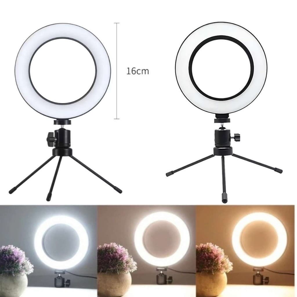 kit 2 Ring Light de Mesa Blogueira Portátil Luminária De Led 6 Polegadas + Tripé De 16 Cm Right  ming