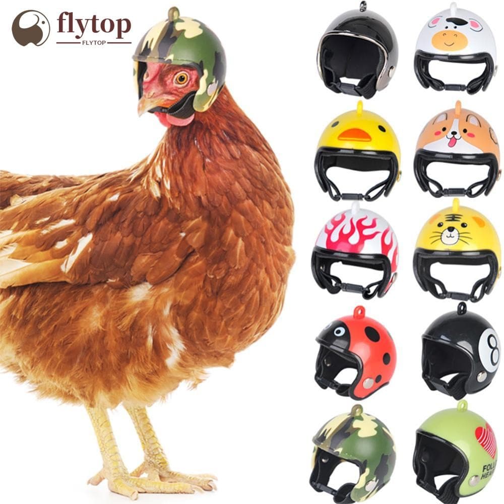 FLYTOP Engraçado Capacete De Frango Pequeno Animal De Estimação Chapéu Duro Pássaro Codorna Pombo Protetor Chapelaria Pe