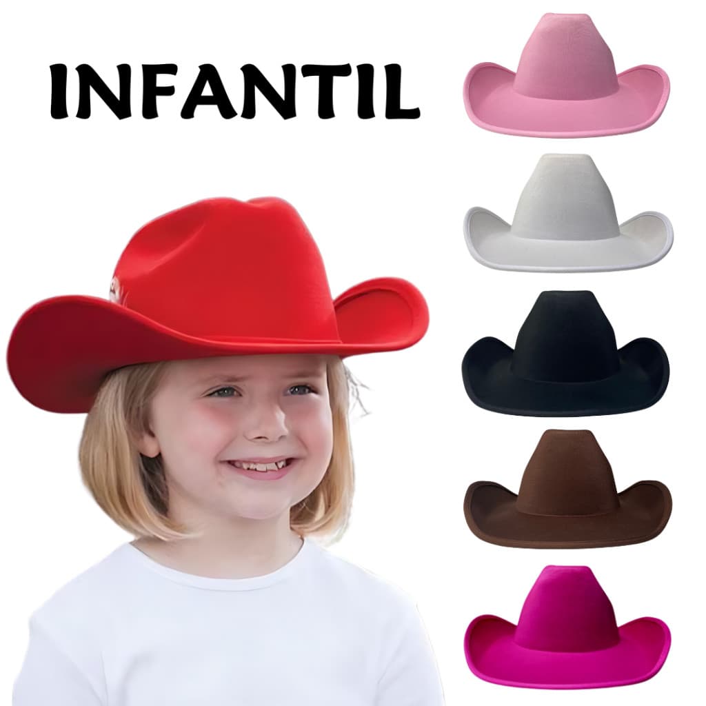 Chapéu de Cowboy Infantil Fantasia Contry Feminino e Masculino