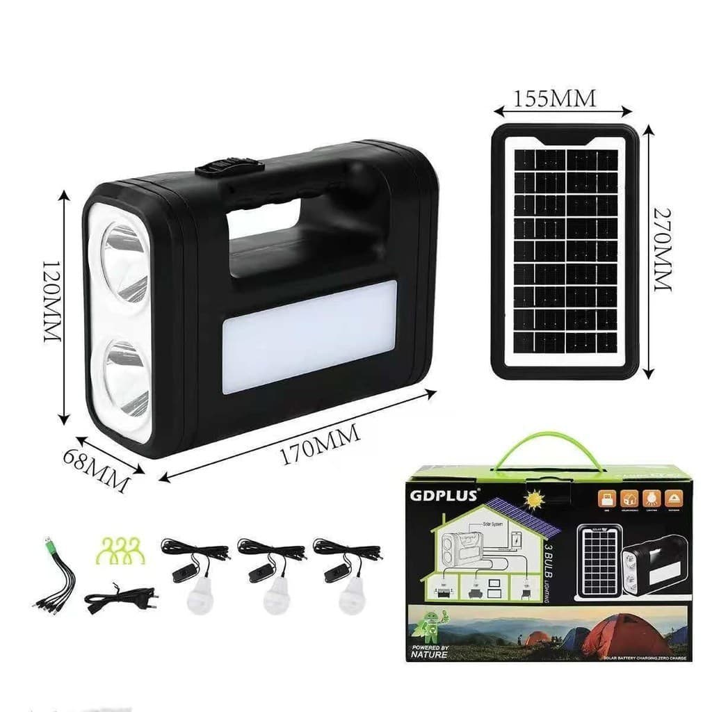 Kit Lanterna Solar Recarregável Power Bank Com Painel Solar Lâmpadas LED Carregador Portátil Para Camping Emergência