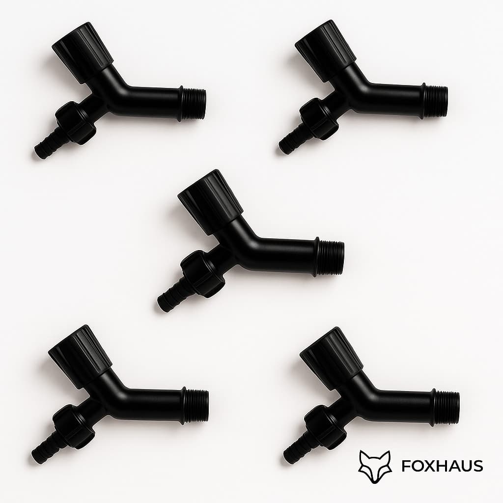 Kit 5 Torneira De Jardim Preta Multiuso com Bico para Mangueira Uso Geral Rosca 1/2"e 3/4"
