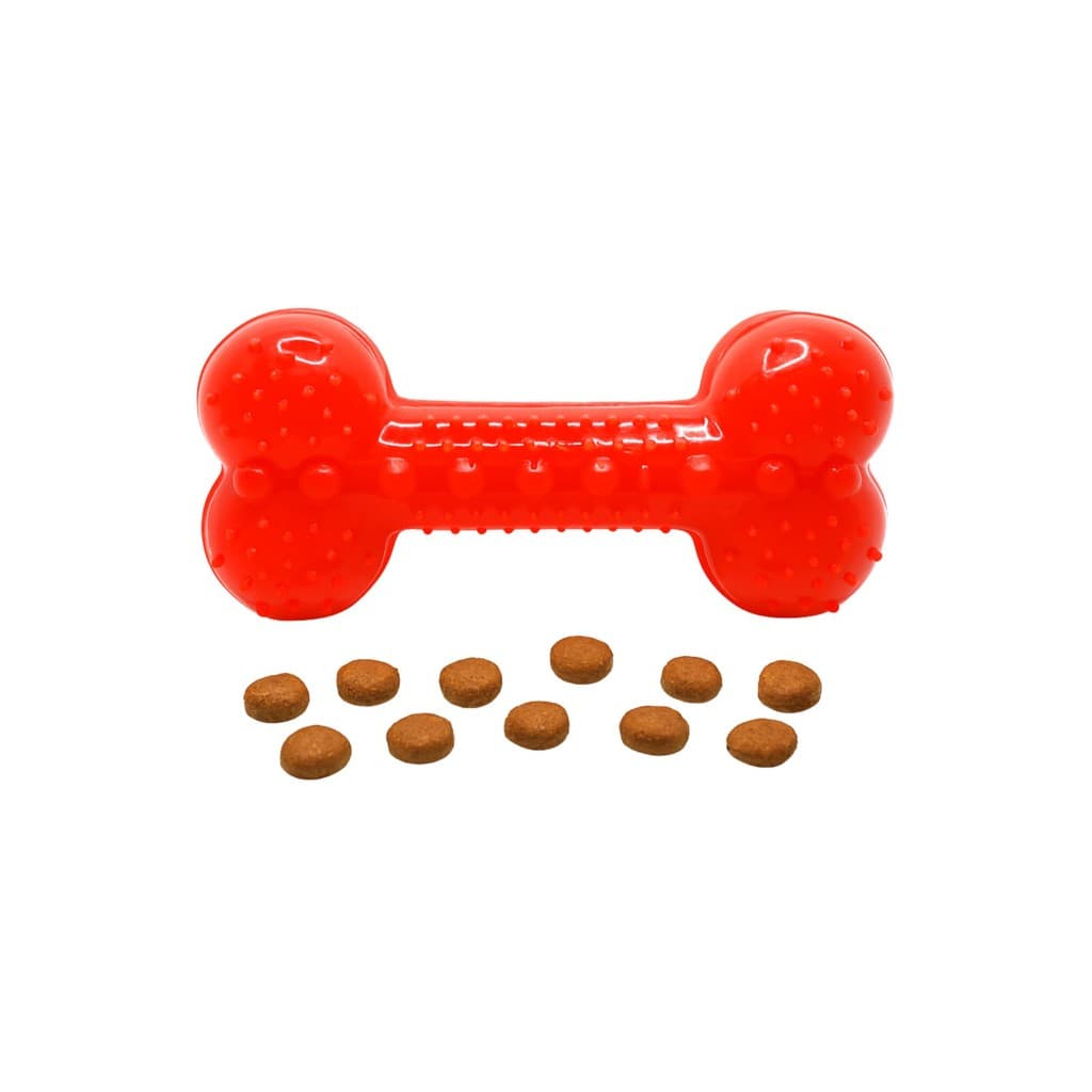 Osso Petisco Vermelho Neon Borracha Resistente Livre de BPA 13cm