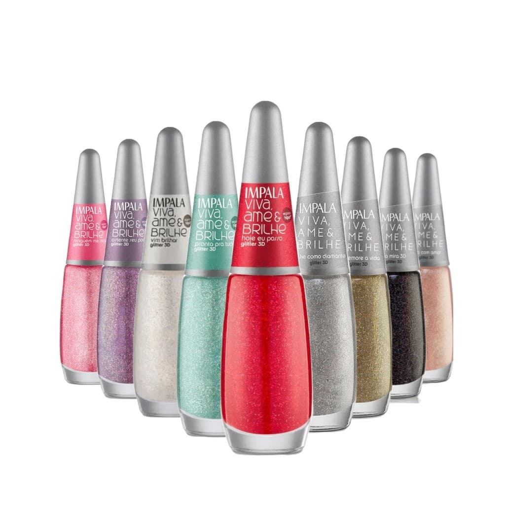 Kit Esmalte Impala Coleção Viva Ame e Brilhe c/ 9 Esmaltes