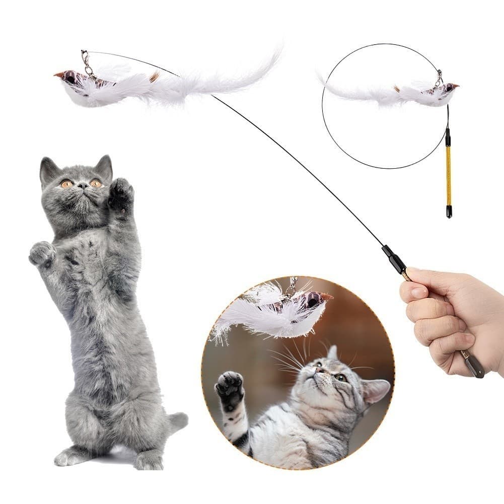 Interativo Brinquedo Simulador de Pássaro- Varinha para provocar e estimular gato