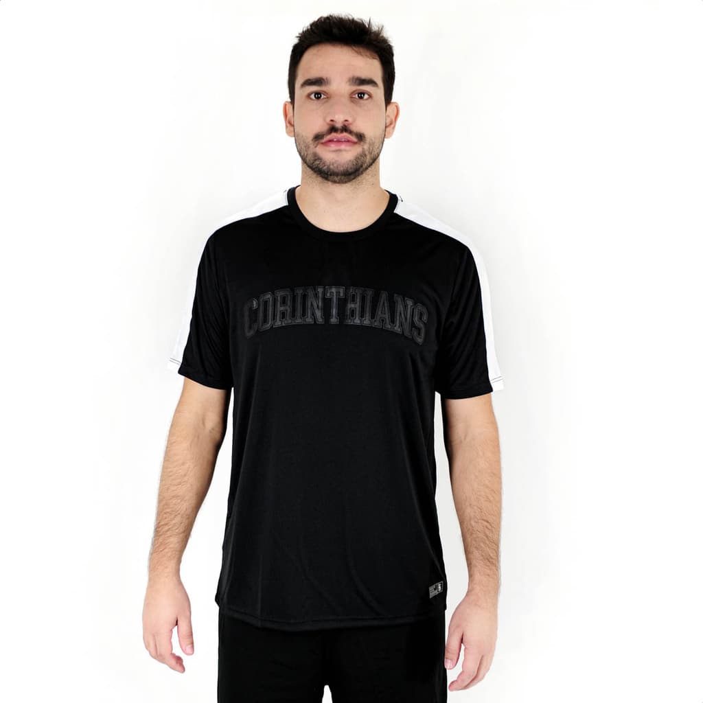 Camiseta de Time Coimbra Corinthians Gola Careca Preto - Masculino