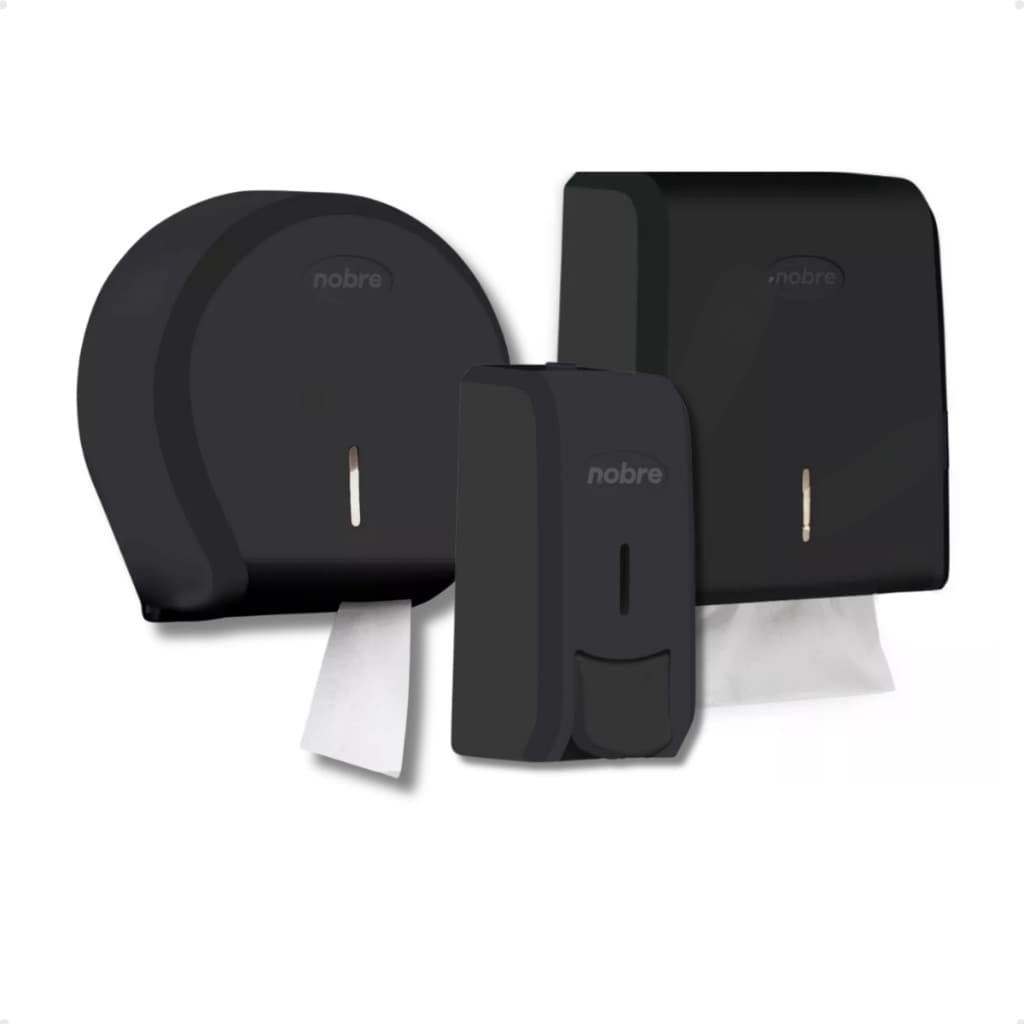 Kit Suporte Dispenser Papel Toalha Interfolhas Rolão Papel Higienico Sabonete / Alcool Em Gel