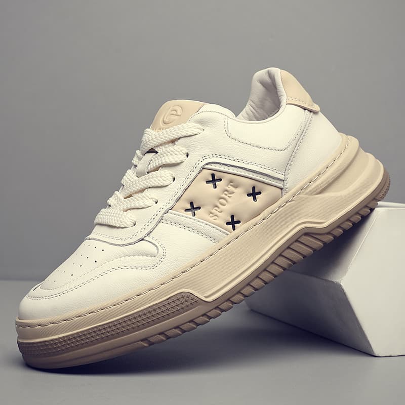 Sapatos masculinos de sola grossa aumentando sapatos casuais camada superior tênis de couro macio respirável sapatos bra