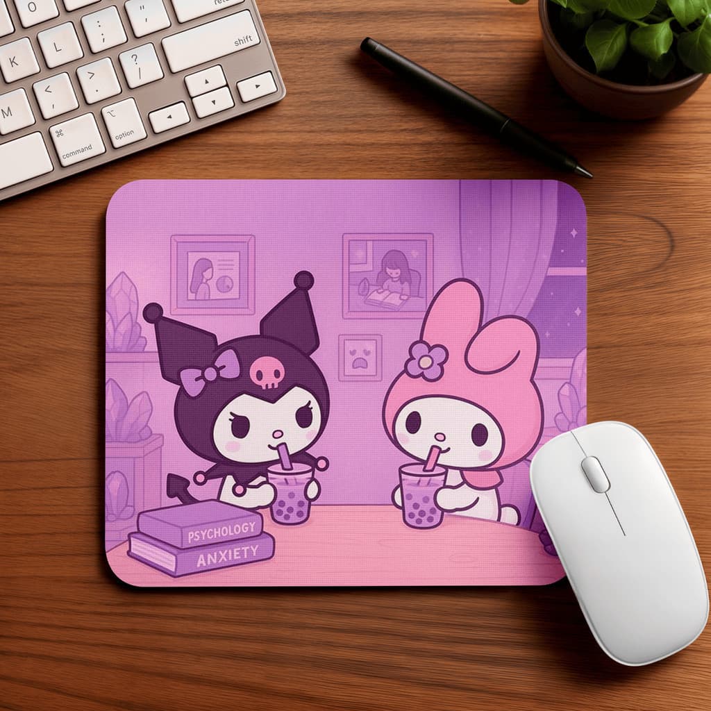 MousePad Grande Antiderrapante 25x18cm  Kwai Coquete Kuromy My Melodi Hello kitty Mouse Pad Grande RGB