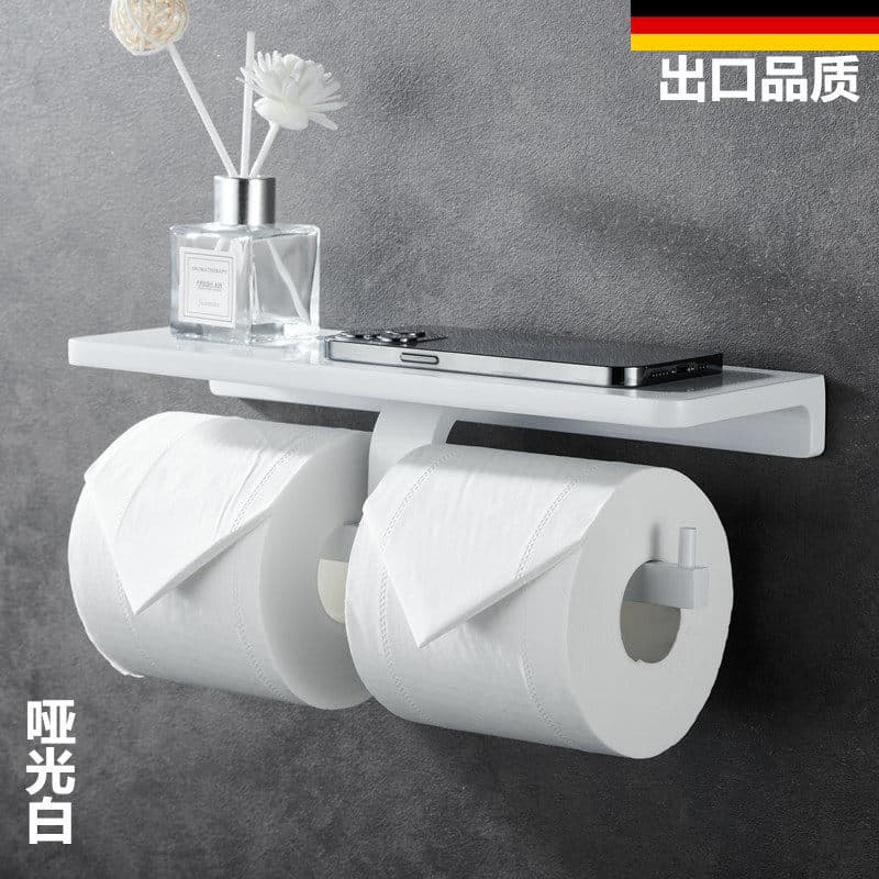 Suporte de rolo de papel branco alemão, prateleira para celular, banheiro, Tablet, suporte de parede, suporte de tecido