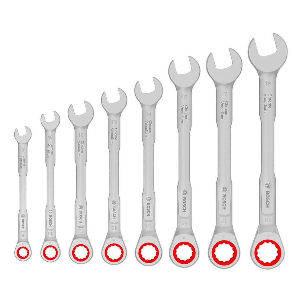 Jogo de Chave Combinada Catraca 8 a 19mm 8 Peças com Bolsa de Transporte Bosch