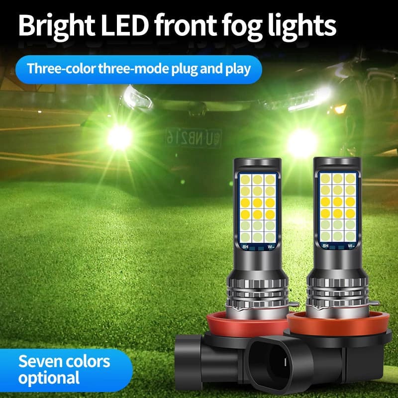 2 Pçs 3 Cores H8 H3 H7 H11 881 9006 Lâmpadas De Nevoeiro LED Farol Auto Lâmpada Piscando Carro Anti Correndo Lamp12V 24V