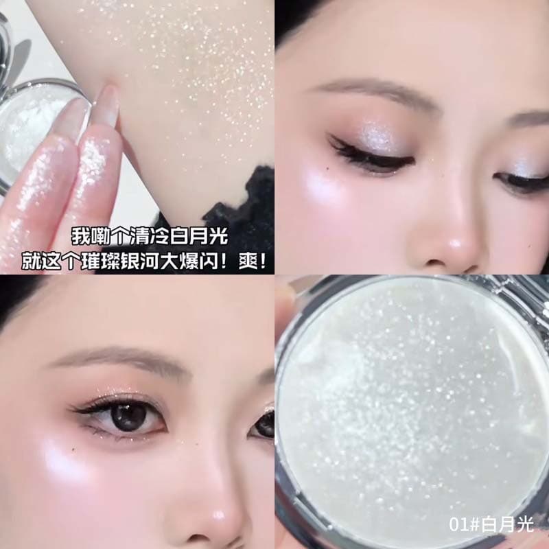 Creme de destaque de luar branco Textura de batatas picadas Diamantes quebrados mostrando galáxia de prata piscando pero