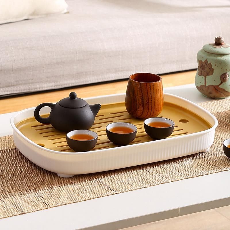 Bandeja de chá simples para uso doméstico, bandeja retangular moderna pequena para sala de estar, armazenamento de água,
