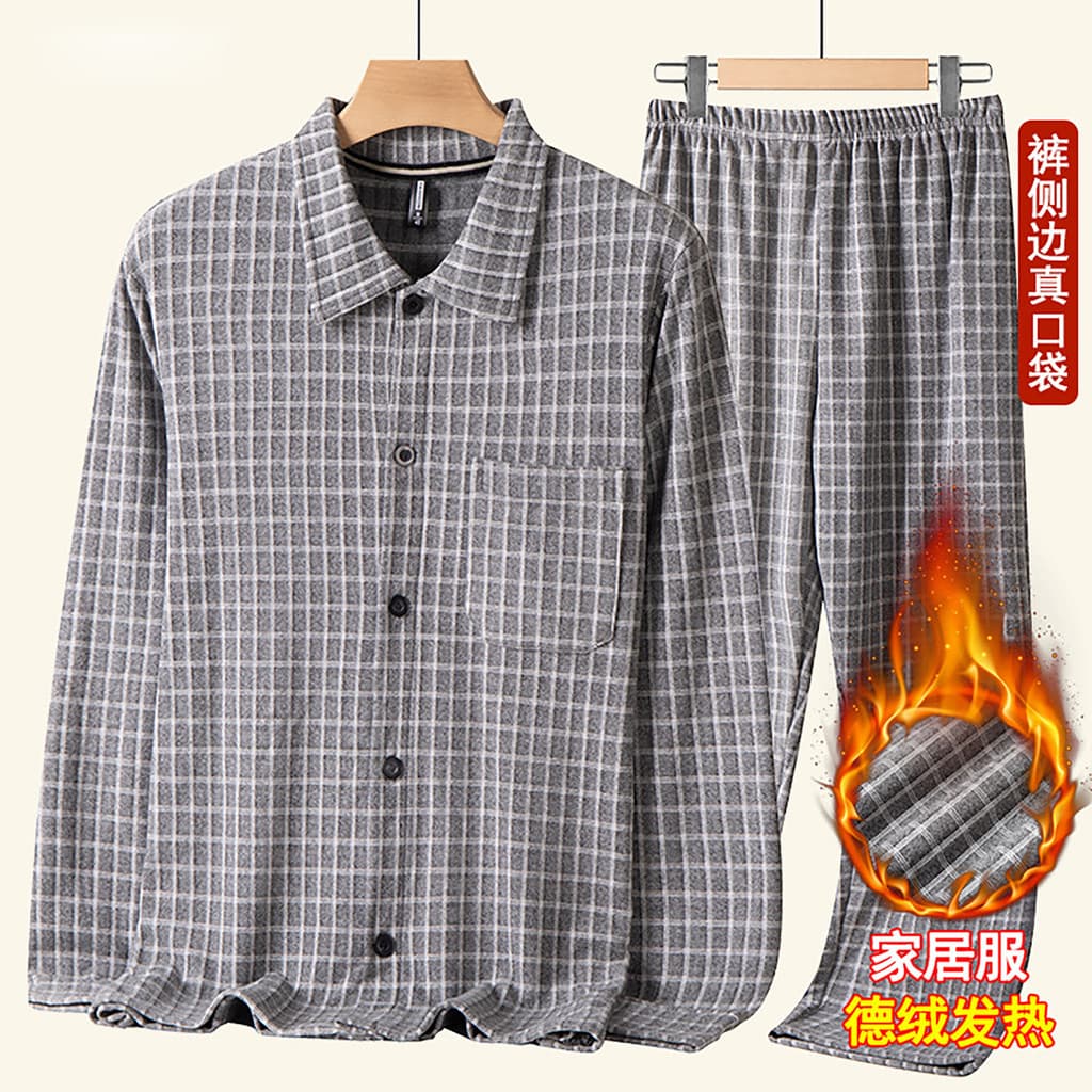 Homens idosos de meia-idade podem usar fora ternos de casa pai outono inverno pijamas de veludo alemão quente camisas de