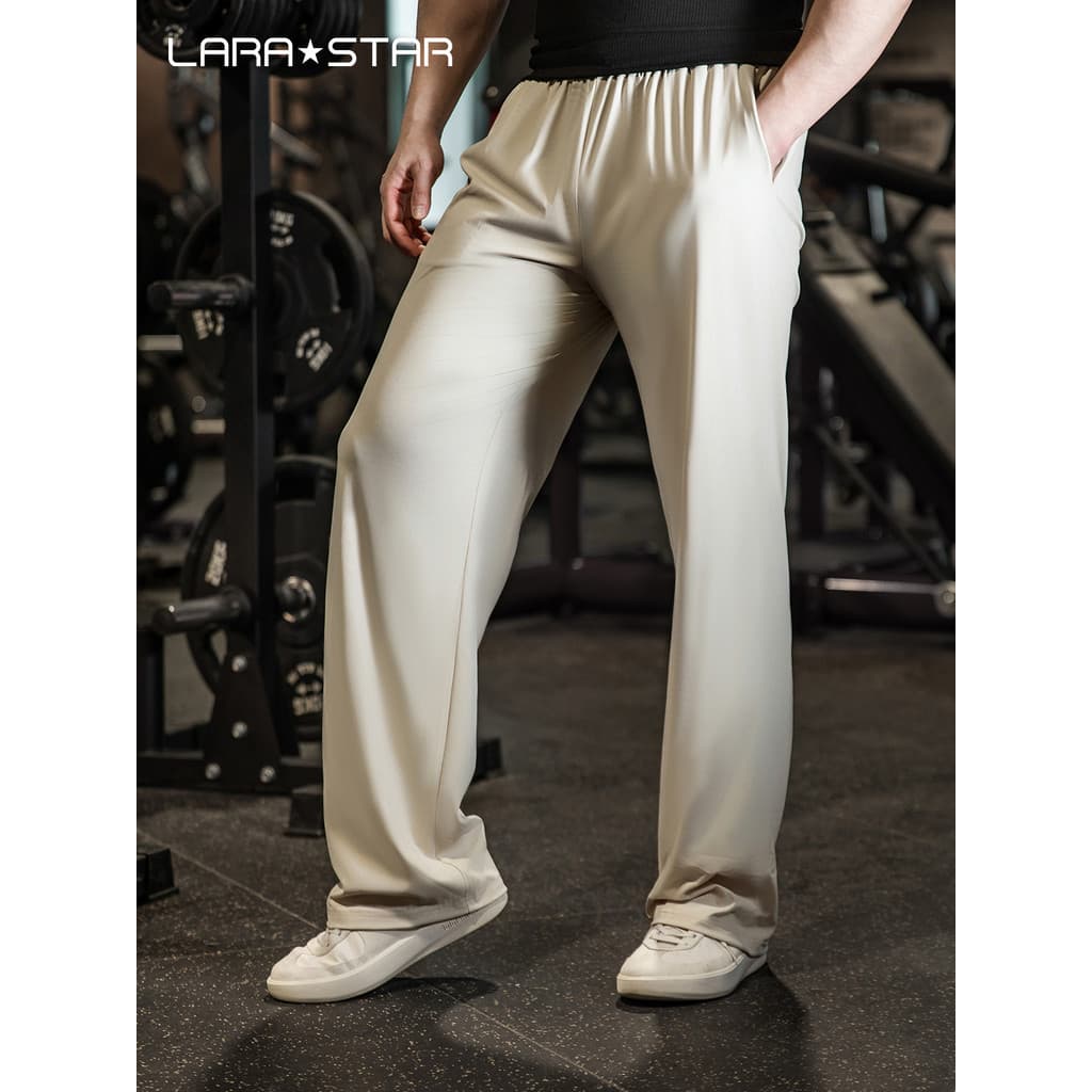 Laura Star 1562 estilo americano calças de couro gelo em linha reta All-Match estilo fino respirável calças cor sólida l
