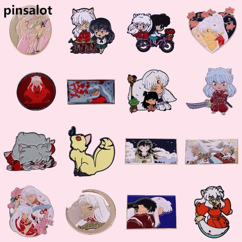 Inuyasha Anime Esmalte Clássico Japonês Cão Personalizado De Qualidade Com Alfinetes De Animais Raposa Lapela Cra