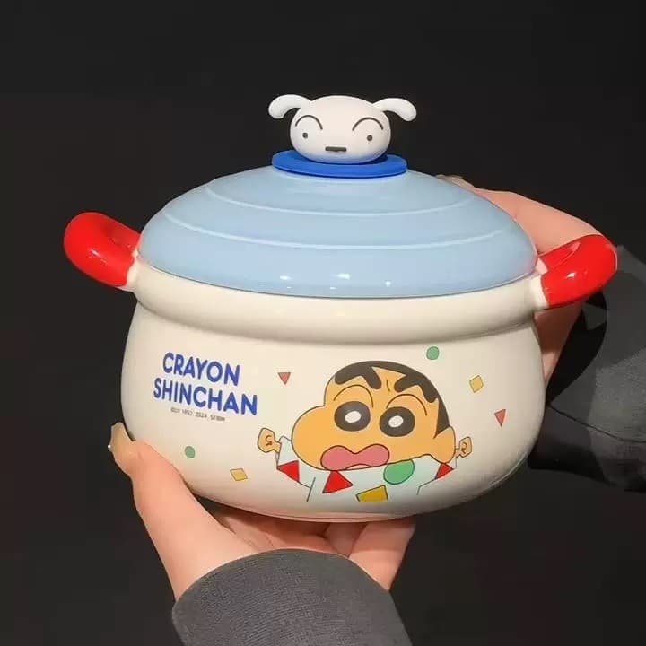 Crayon Shin-Chan conjunta Binaural tigela de macarrão instantâneo bonito estudante cerâmica grande tigela de sopa lembra