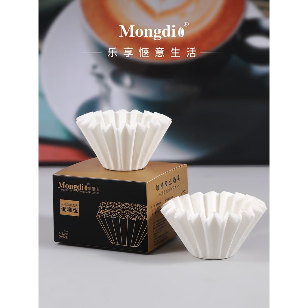 Mongdio papel de filtro de café, papel de filtro de café feito à mão V60, copo de de fundo plano, filtro de café,