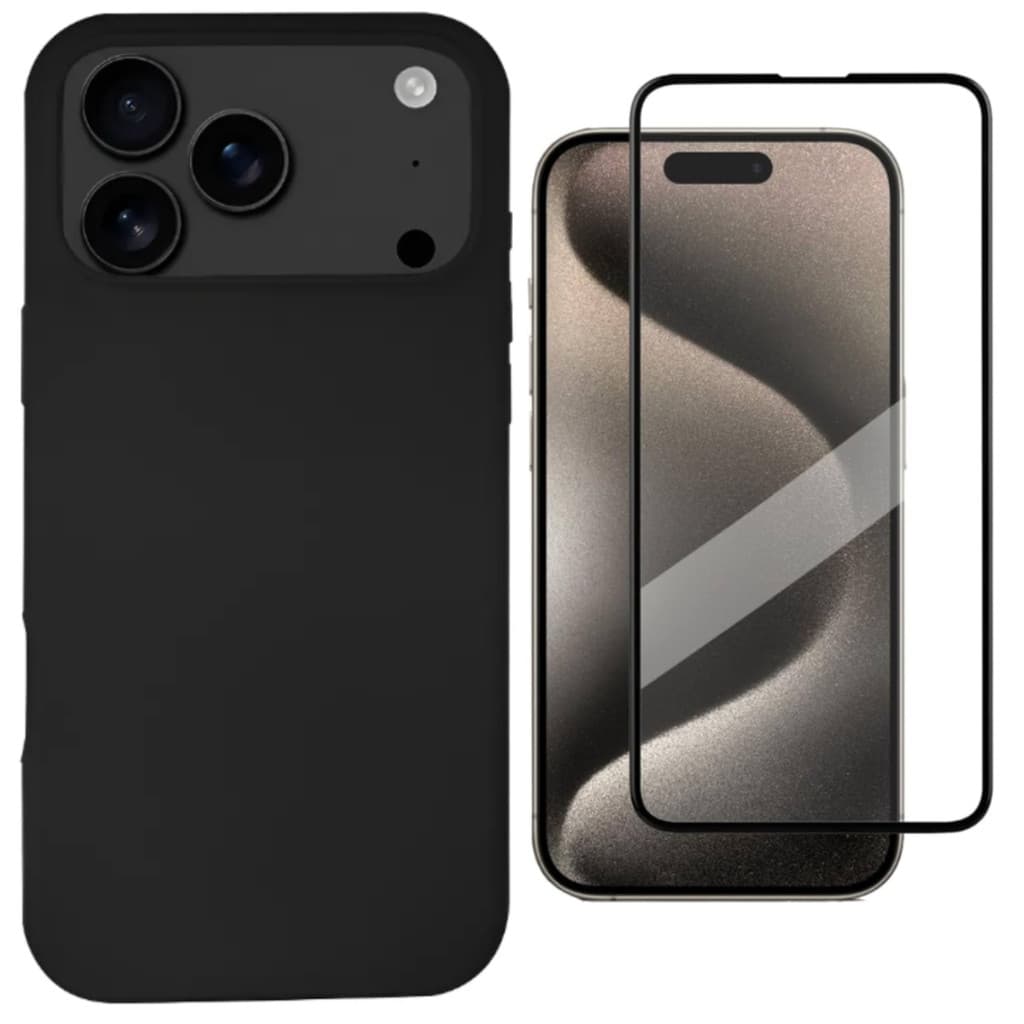 Capa Capinha Para iPhone 17 Pro Preta Aveludada + Película 3D