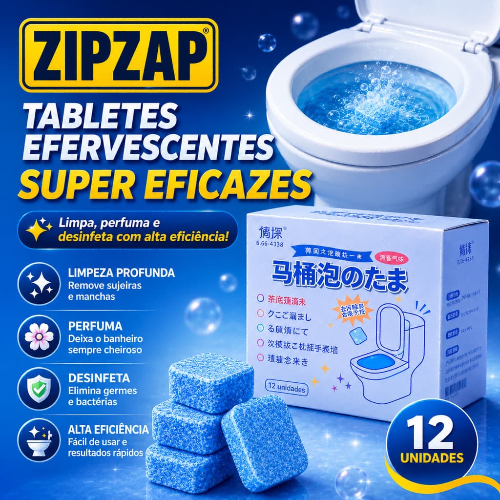 Kit 12/24 Pastilhas Efervescentes para Vaso Sanitário | Remove Manchas e Mau Cheiro FUSHANG