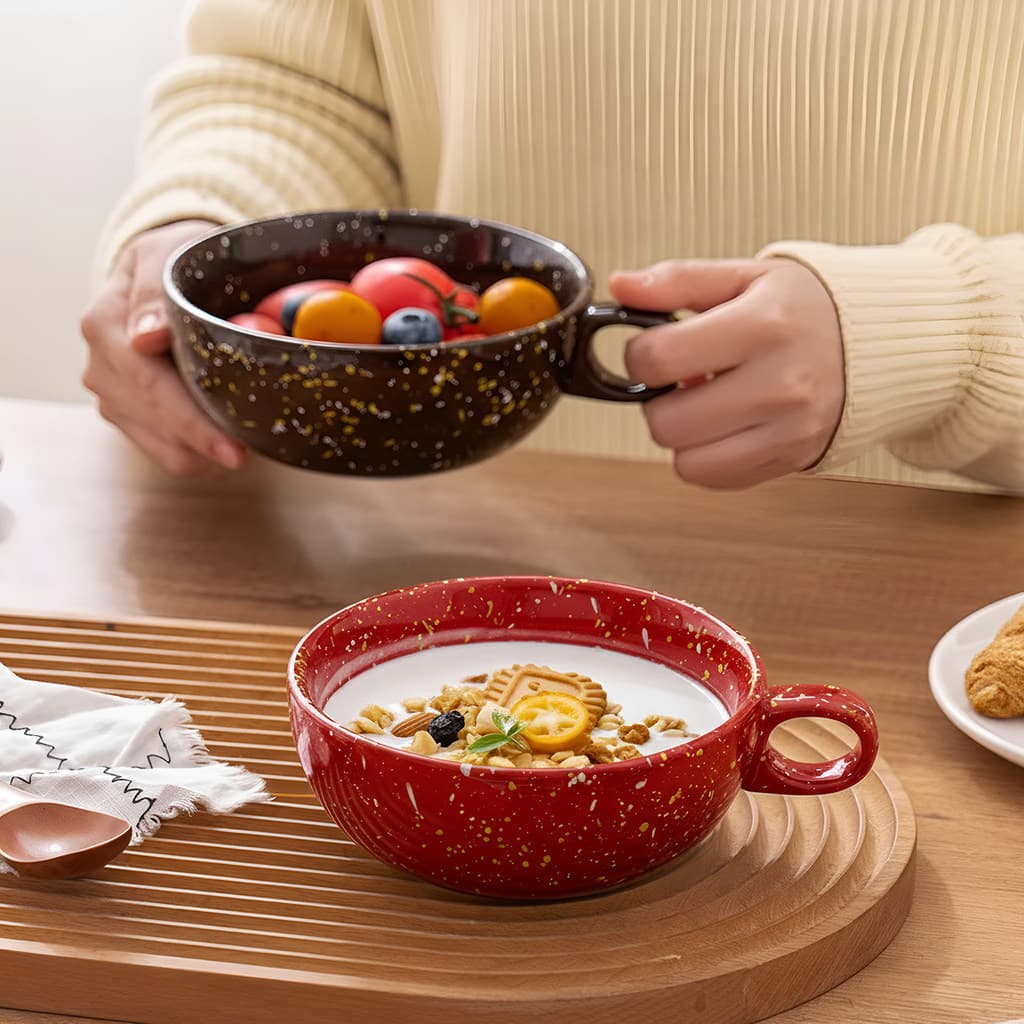 Tigela de cerâmica de aveia, grande capacidade, copo de café da manhã, copo de sopa, micro-ondas, copo de leite, boca gr