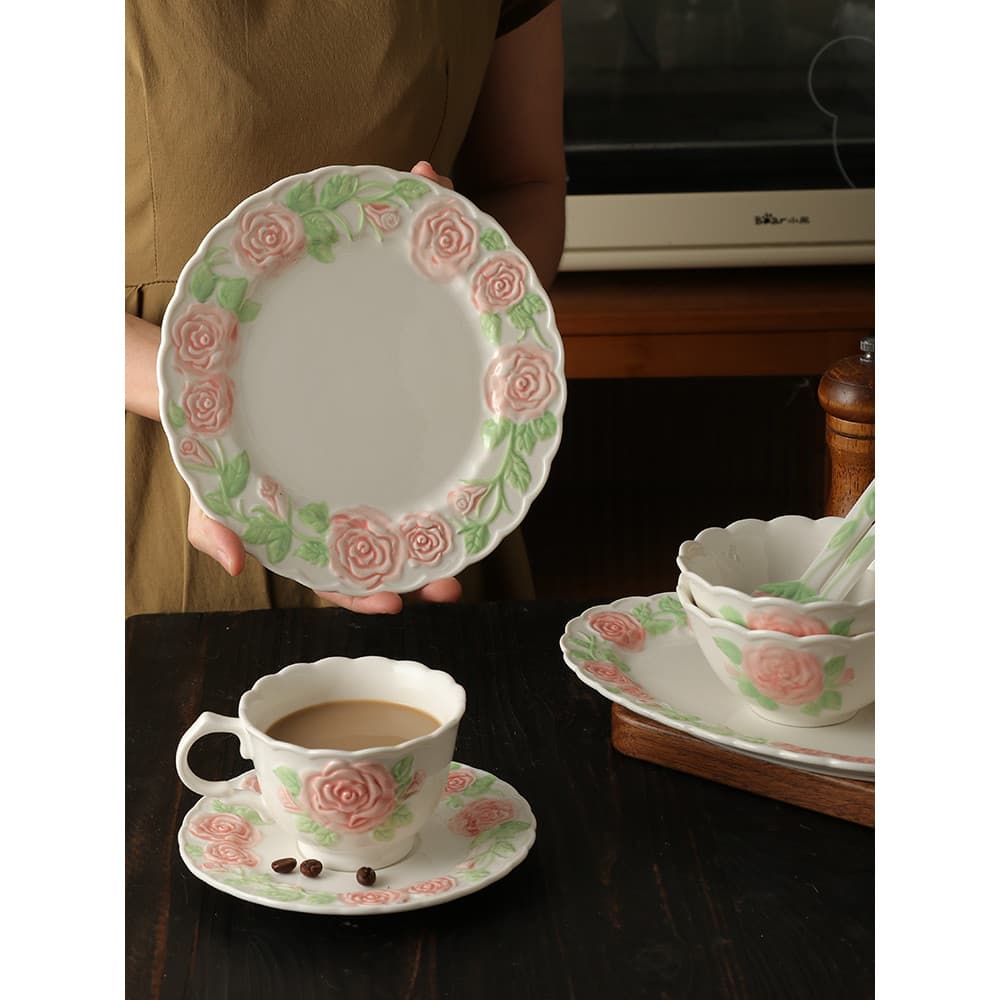 Prato de boa aparência Prato de café da manhã doméstico Prato de porcelana Prato plano Prato de disco Prato de cerâmica