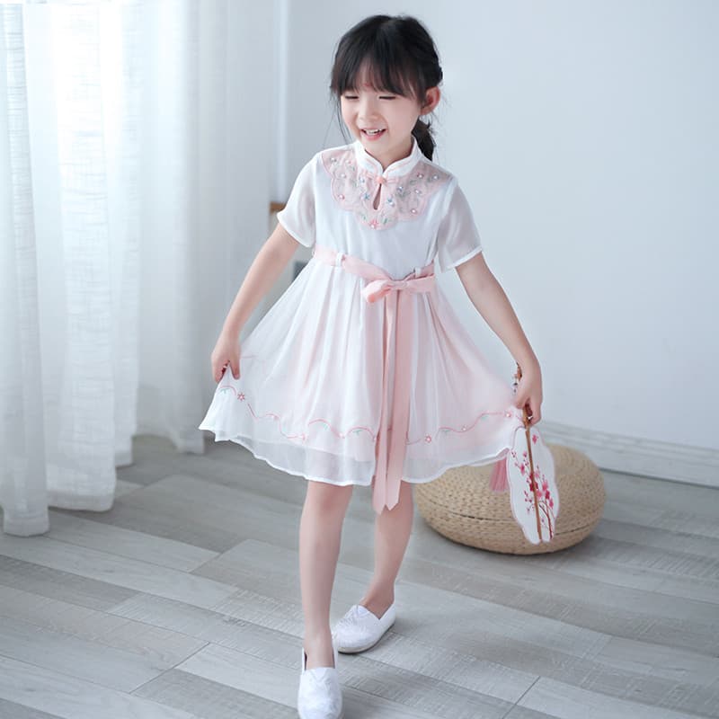 Meninas Hanfu saia vestido de verão Super fada antigo traje vestido melhorado roupas infantis estilo chinês vestido de p