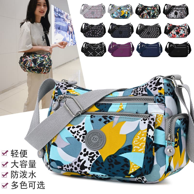 Moda Casual bolsa feminina 2023 novo estilo à prova dwaterproof água náilon cruz-corpo impresso bolsa de ombro Oxford pa
