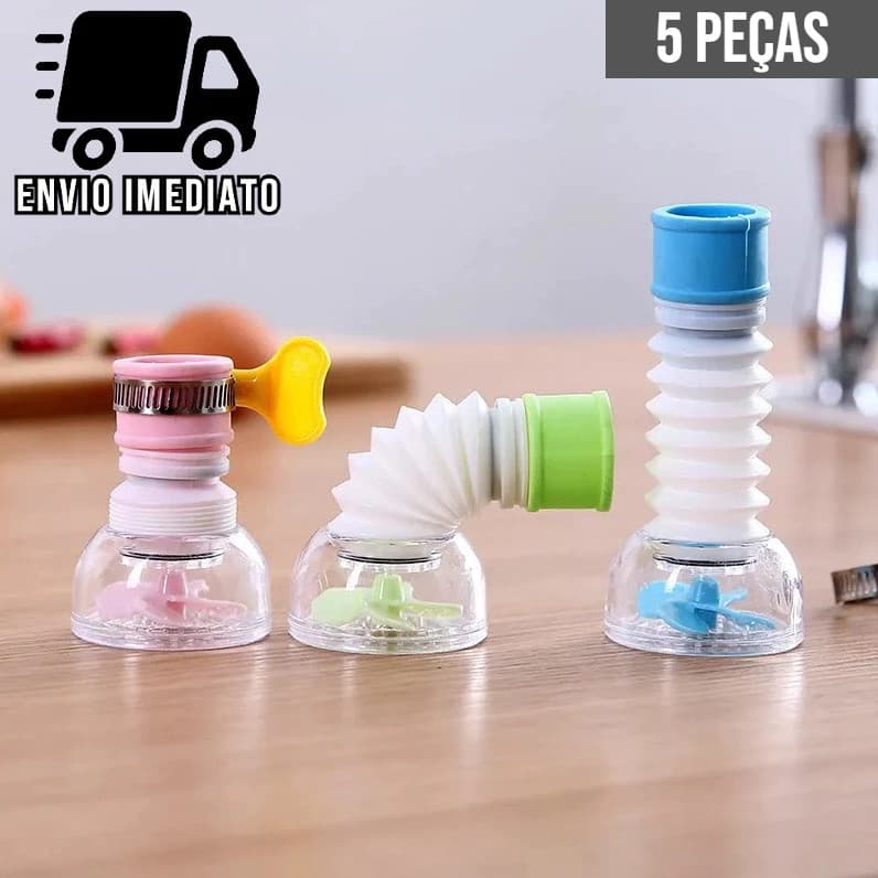 Kit 5 Bico Chuveirinho Arejador para Torneira Lavatório Cozinha Giratório 360º Filtro de Água