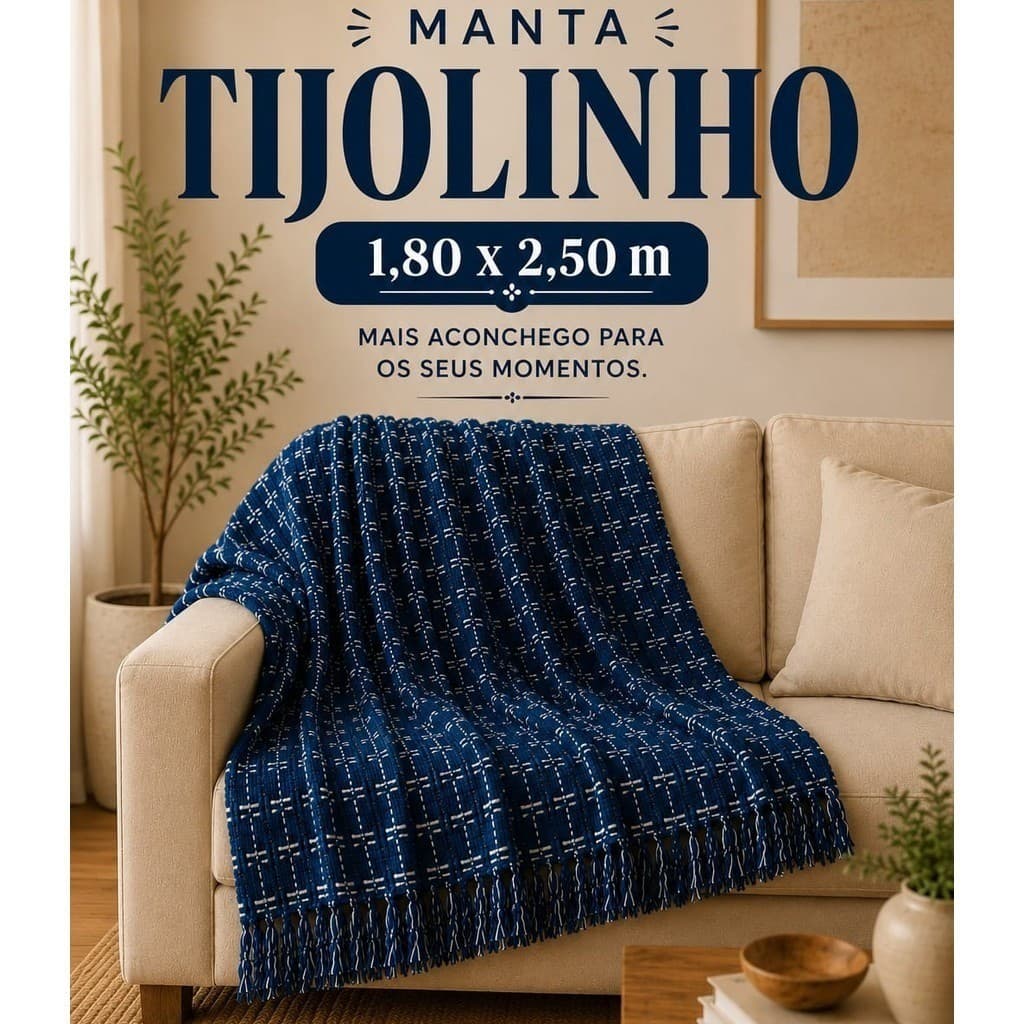 Manta Tijolinho 2,50 x 1,80 para Sofá Grande Luxuosa Gigante |