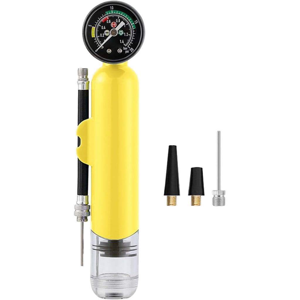 Bomba de Ar Manual com Manômetro para Bolas, Multiuso, Leve, Portátil, Bomba de Basquete, Amarela