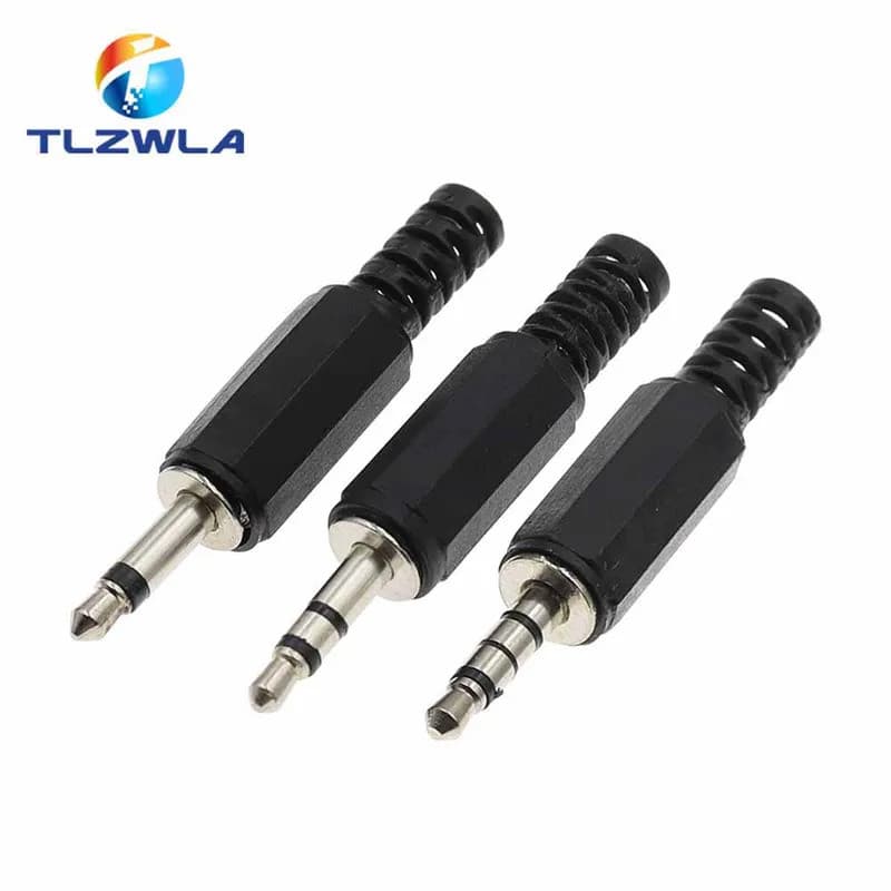 5PCS Conectores Adaptadores de 3,5mm 1/8" Tipo Soldável, Plugue Estéreo de Canal Único/Duplo, Plugue Macho de Áudio, Soq