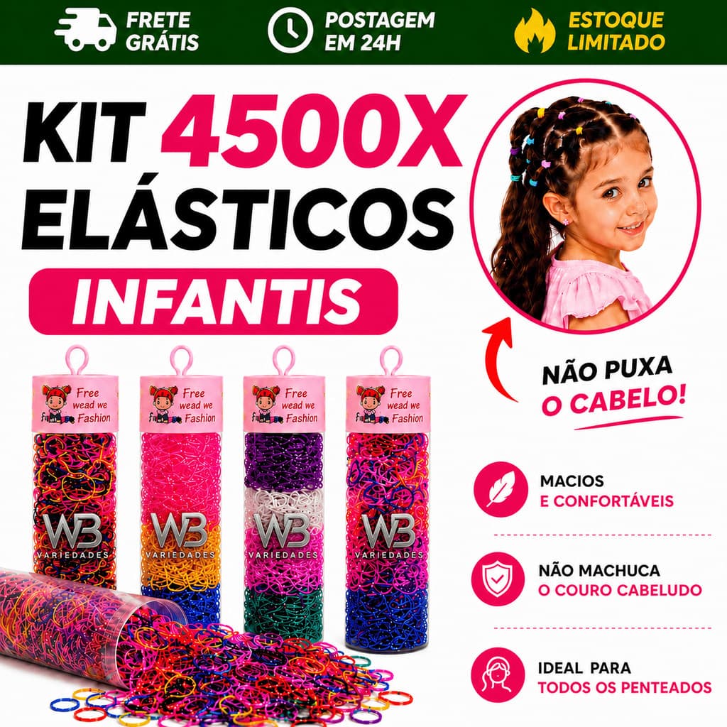 Kit 4500 Elásticos Silicone Liguinha Para Cabelo Feminino Em Tubo Envio Rápido 24h