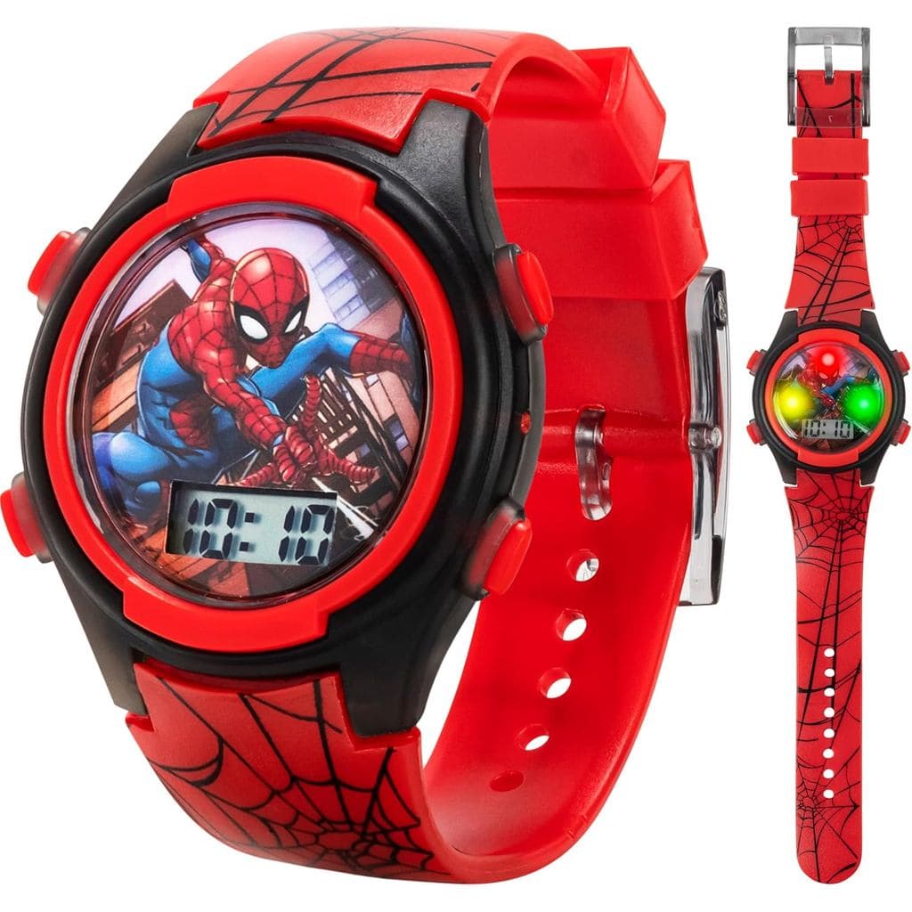 Relógio Infantil Marvel Homem-Aranha - Display Digital, Funções Interativas, Pulseira Ajustável, Gráficos Brilhantes do