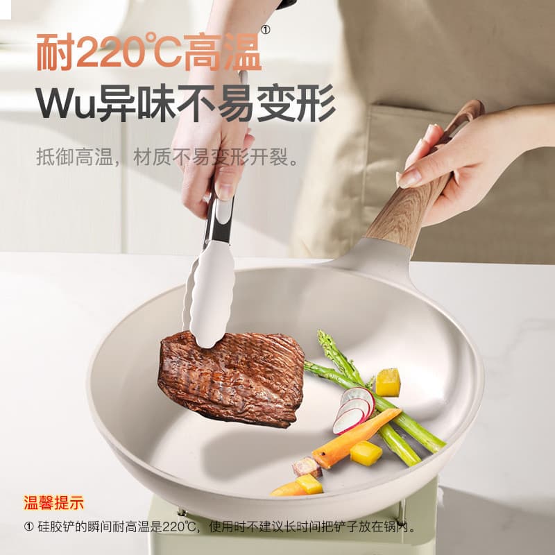 Conjunto de alça de madeira de Silicone cozinha doméstica suave cozinhar utensílios de cozinha engrossados alça longa re