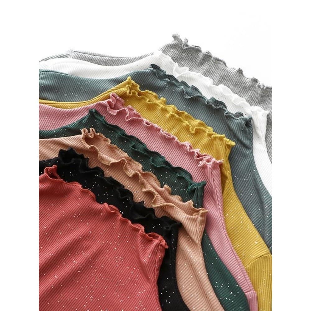 Ano outono Modal fungo colarinho meia gola alta camisa de fundo camiseta feminina estilo primavera manga comprida magro-
