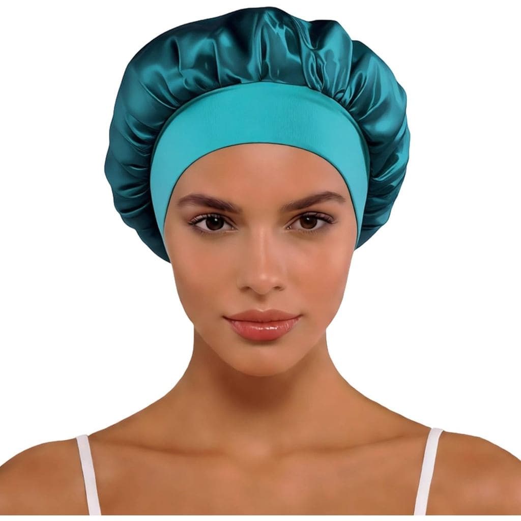 Touca de dormir de seda, touca de cabelo de cetim, equipada com uma faixa elástica larga, touca de dormir de seda