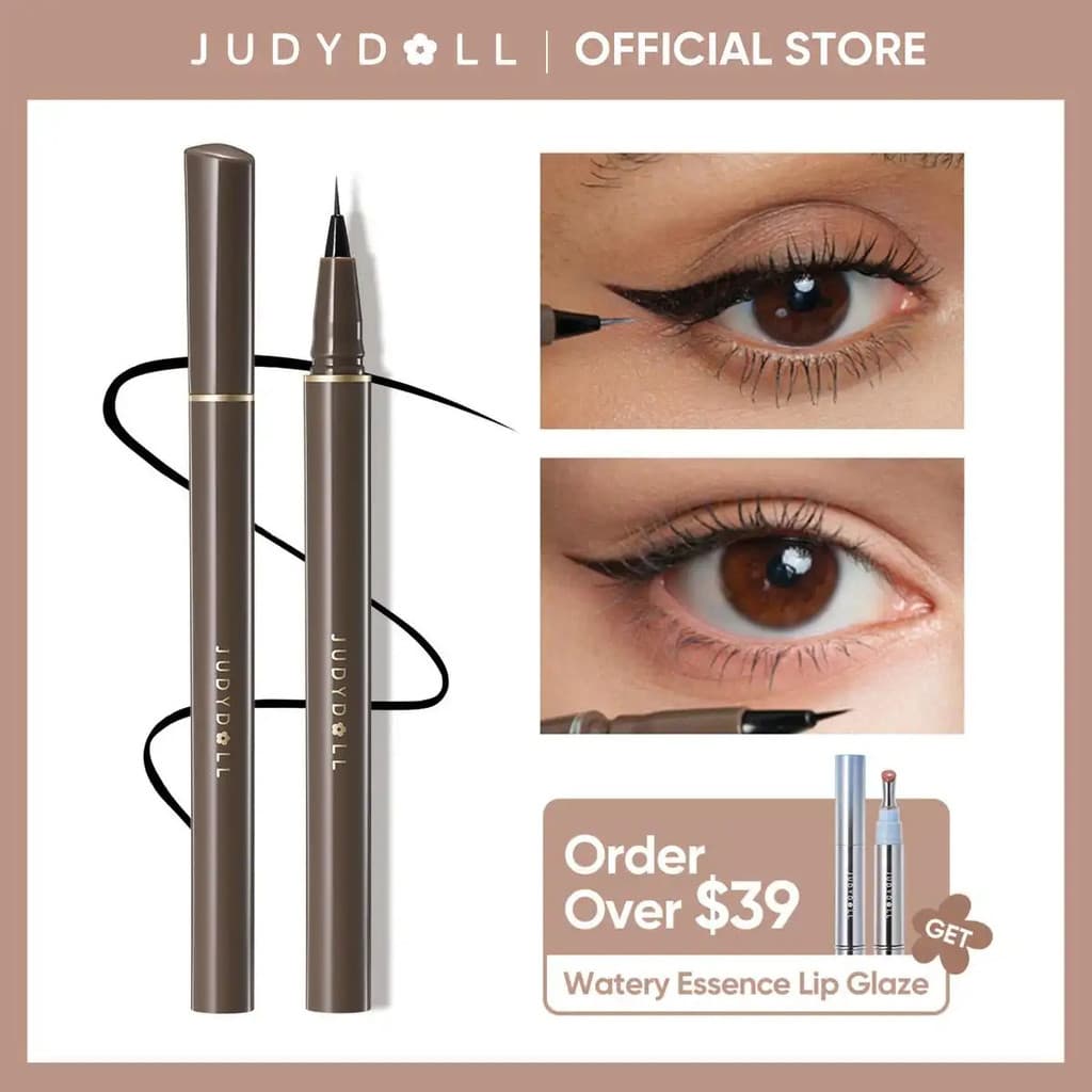 Delineador Líquido Ultra-Fino JUDYDOLL, Delineador Líquido à Prova d'Água, Maquiagem que Dura o Dia Todo com Ponta de Pi
