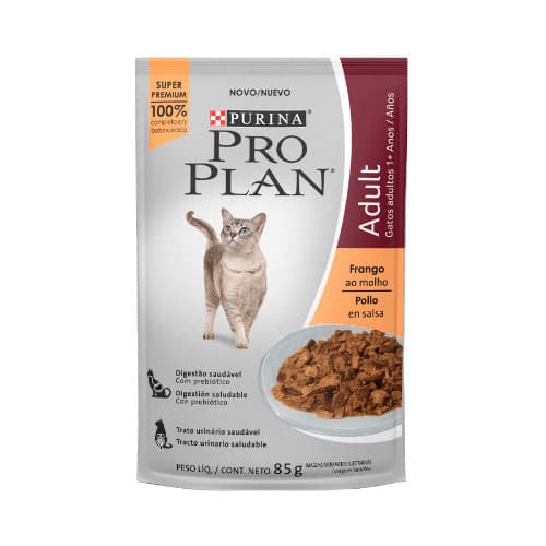 Ração Nestlé Úmida Sachê Pro Plan Gatos Adultos Frango 85g