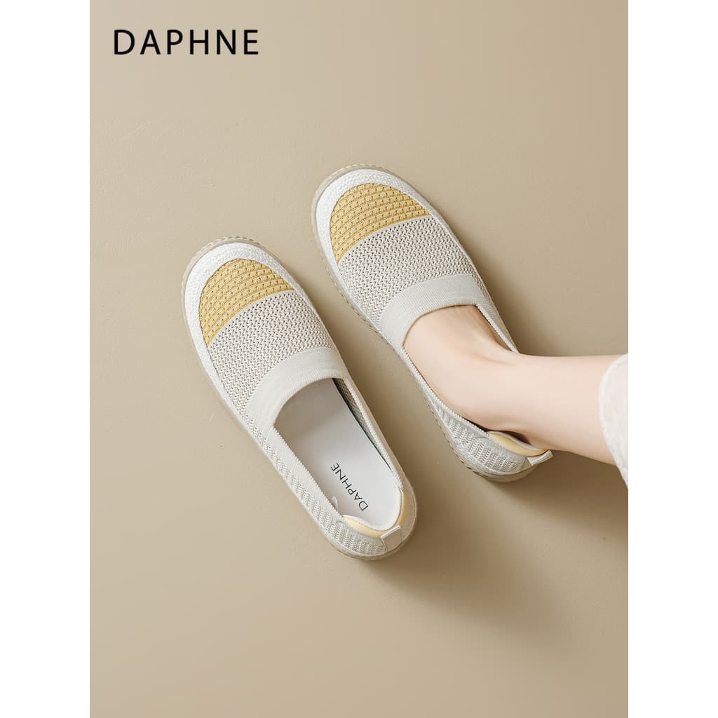 Daphne malha respirável sapatos de lona feminino 2026 novo estilo verão sola macia confortável balde sapatos deslizament