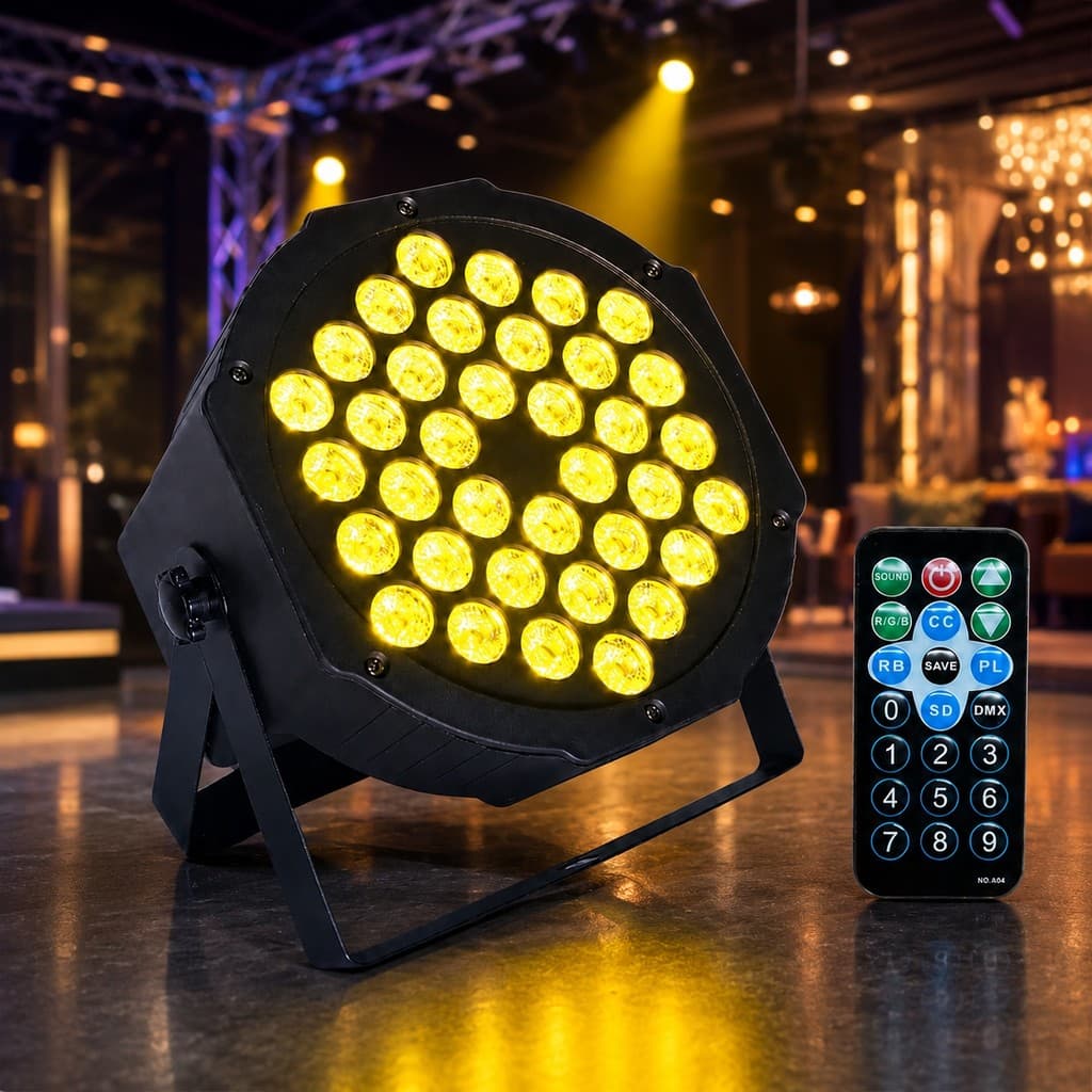 Refletor Canhão de Led 36LEDS Luz de Festa RGBW Iluminação Balada DJ Strobo com controle remoto