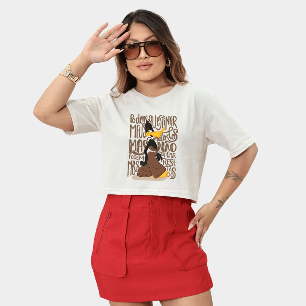 Cropped Oversized T-shirt Patolino Unissex Algodão 100% Premium Streetwear