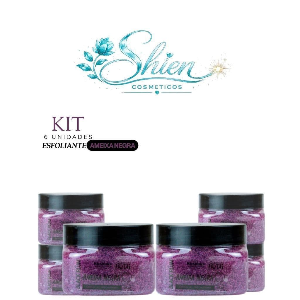 Kit 6 Esfoliante Frutas Corpo E Rosto Ameixa Negra 300G Rhenuks (Afilhado)