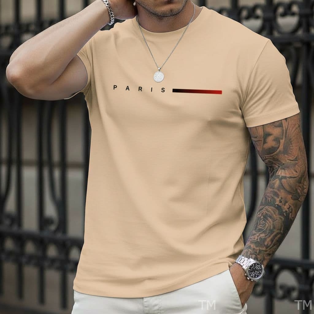 Camiseta Unissex Estilosa Masculina Estampada Paris Gradiente Street Camisa Respirável Academia