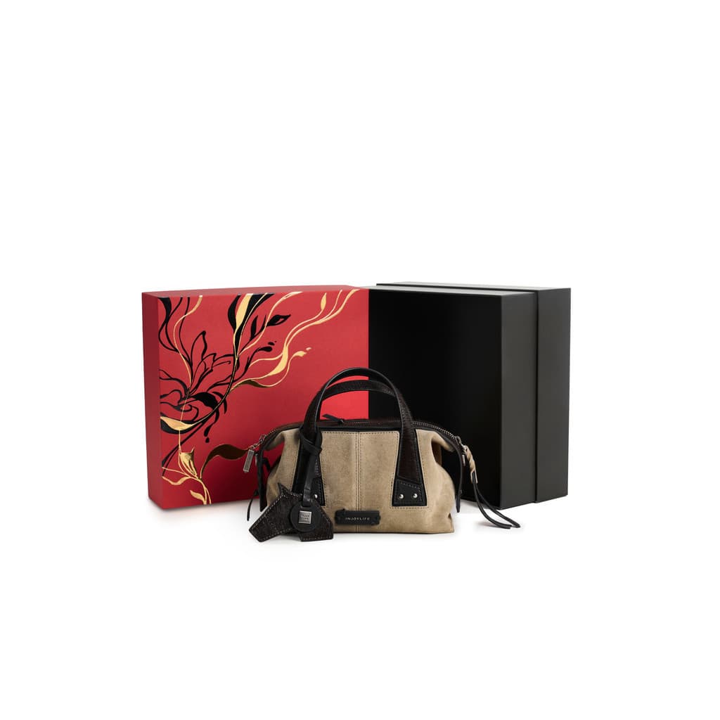[Caixa de presente] INJOYLIFE Ano do Cavalo Limited Treading Boston Bolsa Bolsa Crossbody Bolsa de Ombro