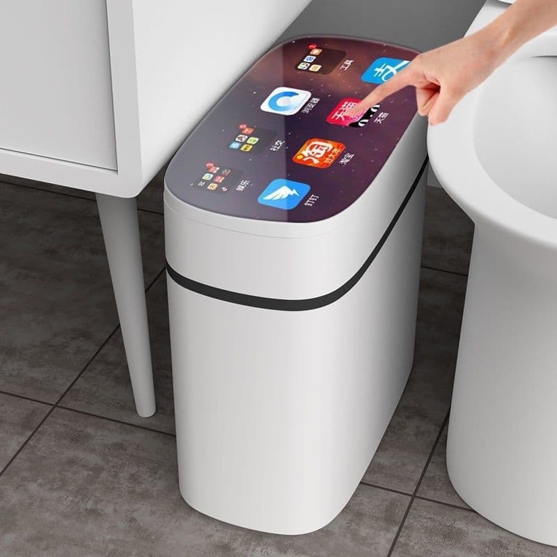 Lixeira inteligente com sensor, abertura automática da tampa, grande capacidade com tampa, para uso doméstico em banheir