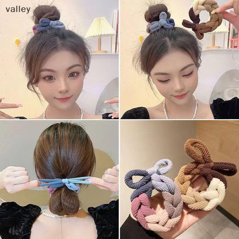 [VLY] Corda De Cabelo Trançada De Alta Elasticidade Enfeite Outono E Inverno Anel Tricotado À Mão [BR]