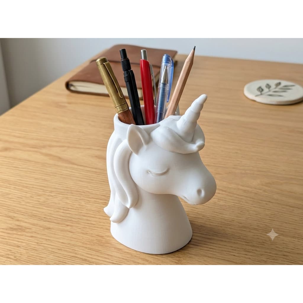 Porta Lápis Unicórnio Impresso em 3D Organizador de Mesa Infantil